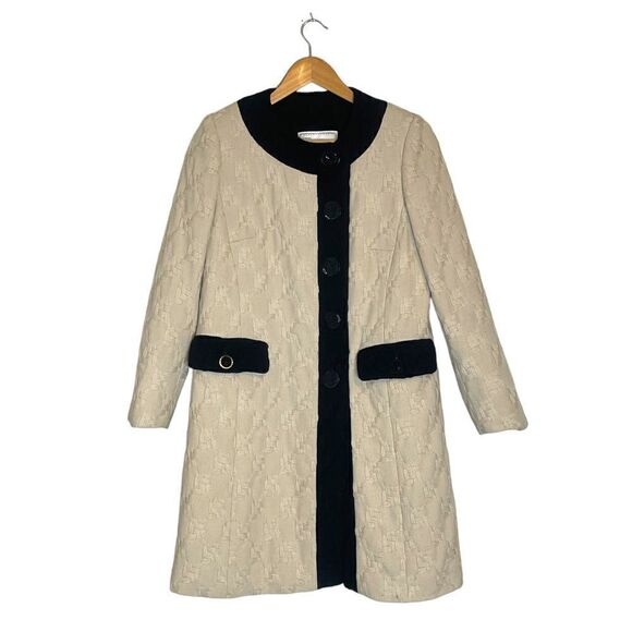 Milly Cream Vintage Style Basketweave Peacoat - Picture 2 of 15